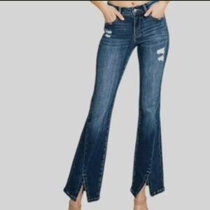 PETRA 153-Mid Rise Stretch Bootcut Jeans with Split Hem size 9/28